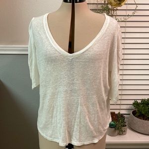 Standard James Perse White v-neck 3/4 sleeve tee; Size 3 / Large
